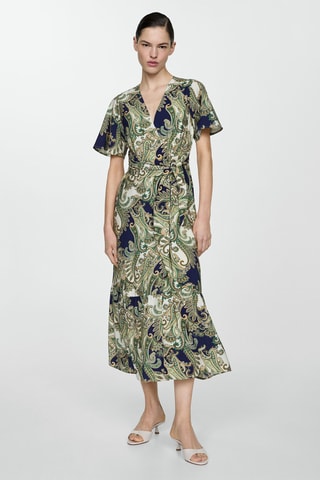 Robe imprimée à nœud - Vert et bleu