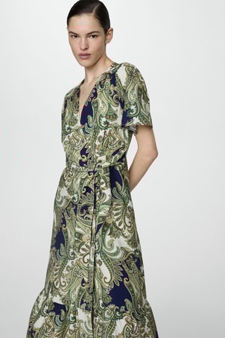 Robe imprimée à nœud - Vert et bleu