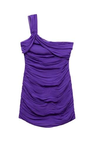 Robe courte asymétrique drapée - Violet
