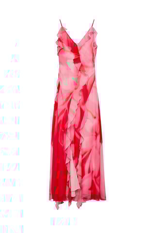 Robe ouverture à volants - Rose