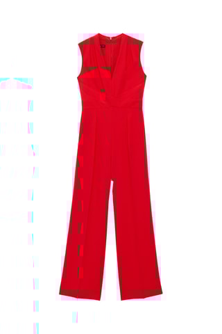 Combi-pantalon détail croisé - Rouge