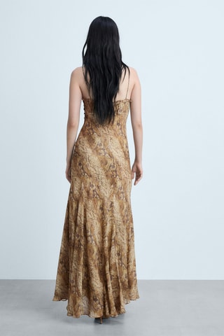 Robe gaze en imprimé serpent - Beige