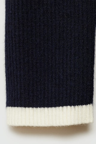 Robe maille bords contrastés - Bleu nuit