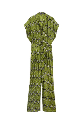 Combinaison satinée imprimée - Vert et noir