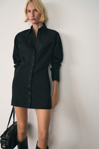 Robe chemisier courte - Noir
