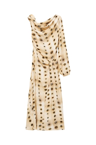 Robe asymétrique pois - Beige