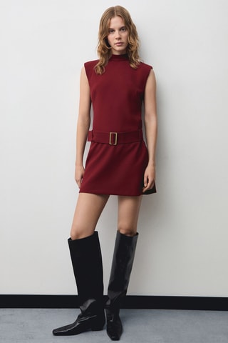 Robe courte ceinture - Rouge