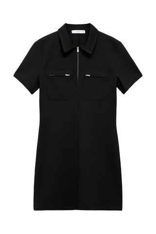 Robe col polo poches - Noir