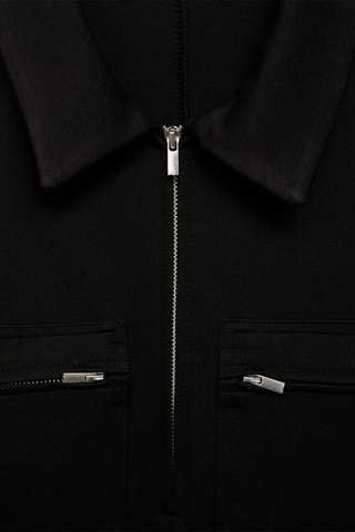 Robe col polo poches - Noir