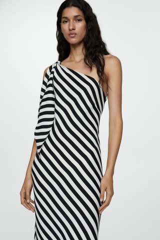 Robe asymétrique rayures - Noir