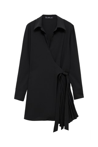 Robe cache-cœur détail plissé - Noir
