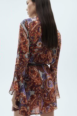 Robe en imprimé cachemire volant - Marron