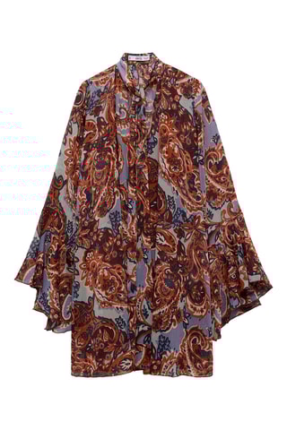 Robe en imprimé cachemire volant - Marron