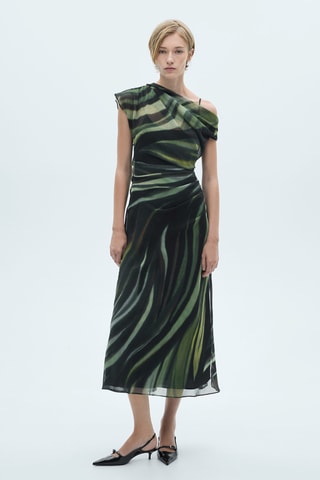 Robe imprimée détails drapés - Vert