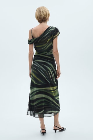 Robe imprimée détails drapés - Vert