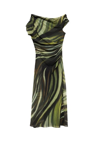 Robe imprimée détails drapés - Vert