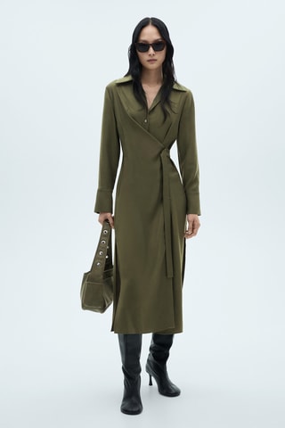 Robe chemisier croisée - Vert