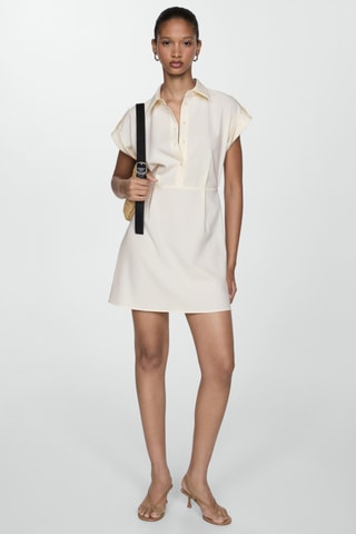 Robe chemisier courte - Crème