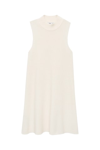 Robe maille col montant - Beige