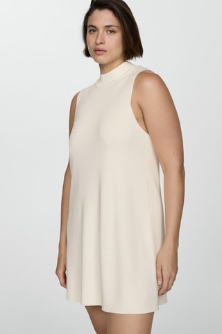 Robe maille col montant - Beige