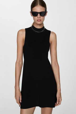 Robe maille col montant - Noir