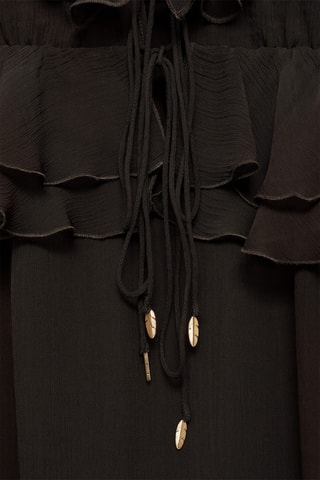 Robe gaze bretelles volants - Marron foncé