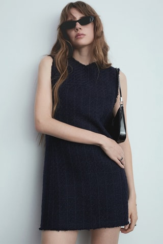 Robe courte tweed - Bleu nuit