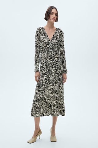 Robe longue imprimé léopard - Crème