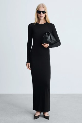 Robe longue échancrée - Noir