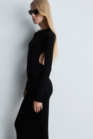 Robe longue échancrée - Noir