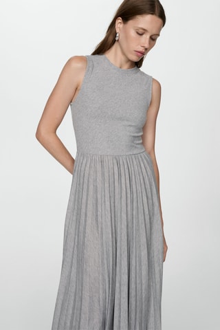 Robe longue plissée - Gris