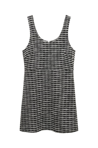 Robe carreaux tweed - Noir