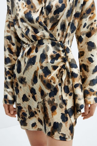 Robe satinée imprimée - Beige
