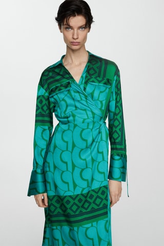 Robe imprimée à nœud - Vert