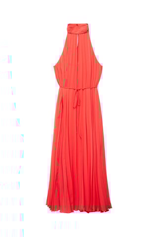 Robe plissée emmanchures américaines - Corail
