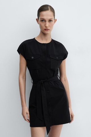 Robe nœud détail poches - Noir