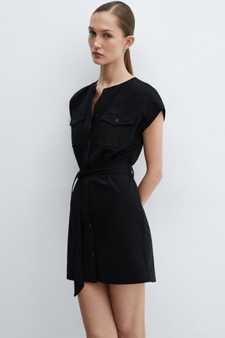 Robe nœud détail poches - Noir