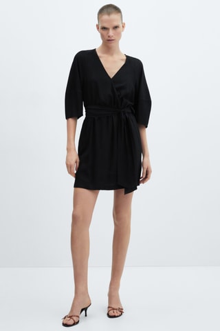 Robe cache-cœur nœud - Noir