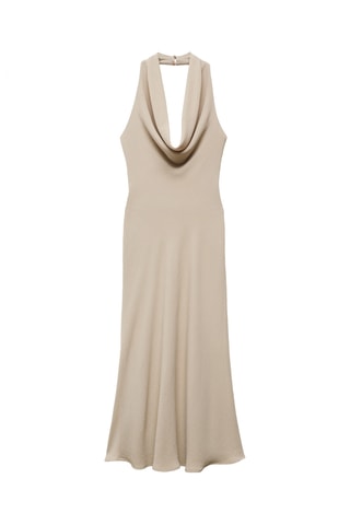 Robe emmanchures américaines col drapé - Beige