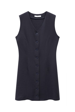 Robe courte boutonnée - Bleu foncé