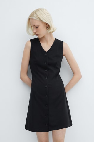 Robe courte boutonnée - Noir