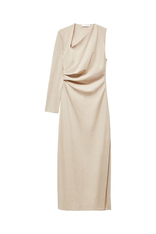 Robe asymétrique drapée - Beige