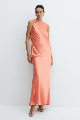 Robe satinée dos nu - Corail