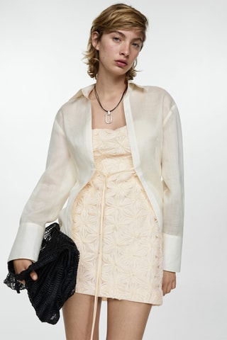 Robe fleurs texturée - Beige