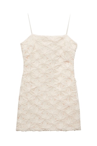 Robe fleurs texturée - Beige