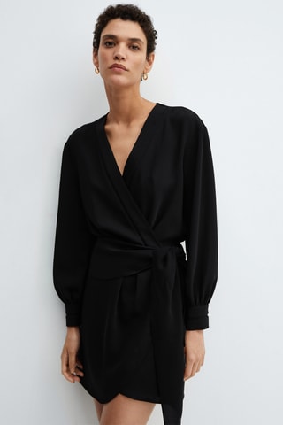 Robe cache-cœur nœud - Noir
