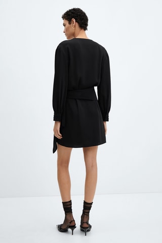 Robe cache-cœur nœud - Noir