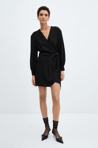 Robe cache-cœur nœud - Noir