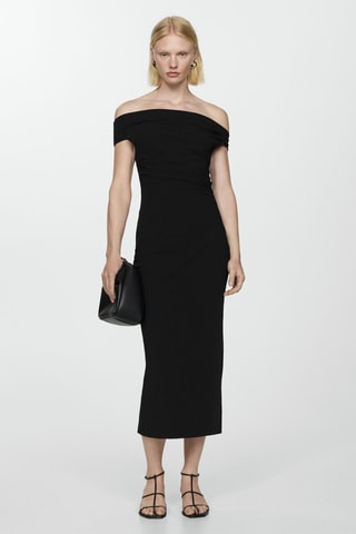 Robe drapée épaules dénudées - Noir