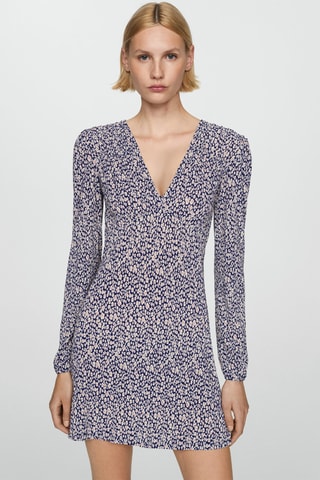 Robe à fleurs - Bleu et blanc